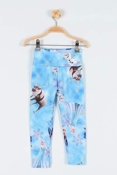 Mavi (4-12 Yaş) Prenses Kardan Adam Baskılı Fitilli Kız Çocuk Tayt 178150