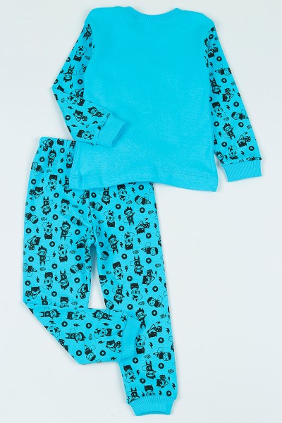 Mavi (4-6 Yaş) Hero Baskılı Erkek Çocuk Pijama Takımı 107368