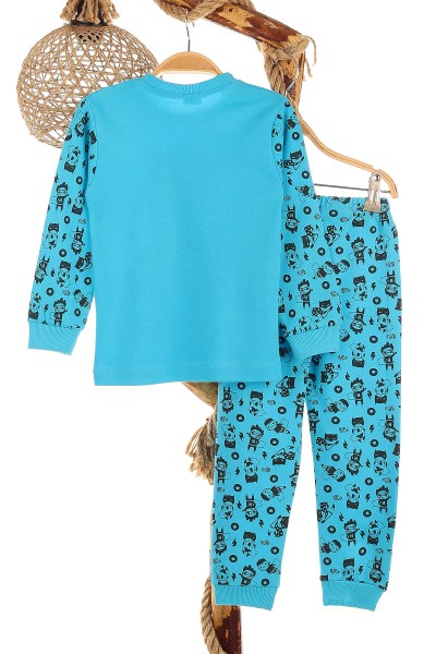 Mavi (4-6 Yaş) Lol Kahraman Baskılı Erkek Çocuk Pijama Takım 150868