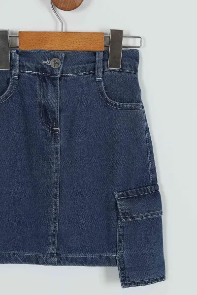 Mavi (4-9 Yaş) Cepler Sarkık Kız Çocuk Kot Etek 251149