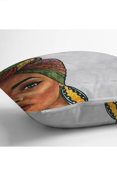 Gri 43x43 Dijital Baskılı Fermuarlı Modern Kırlent Kılıfı 272393