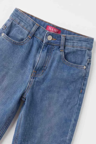 Mavi (5-12 Yaş) Lazer Paça  Kız Çocuk Kot Pantolon 500706