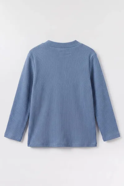 Mavi (5-12 Yaş) Yarım Balıkçı Yaka Kaşkorse Çocuk Body Sweatshirt 495474