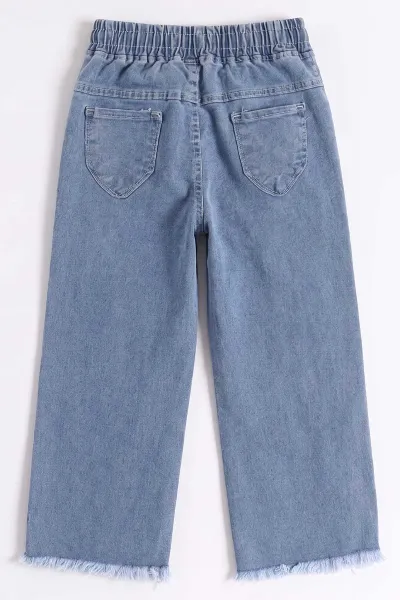 Mavi (5-12 Yaş)Salaş Belden Bağlamalı    Kız Çocuk Kot Pantolon 495099