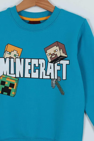 Mavi (5-8 Yaş) Minecraft Baskılı Erkek Çocuk Sweat 235987