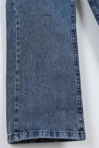 Mavi (6-10 Yaş )Bol Paça Kız Çocuk Kot Pantolon 319535
