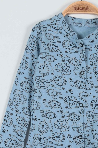 Mavi (6-12 Ay) Aslan Baskılı Erkek Bebe Pijama Takımı 186684