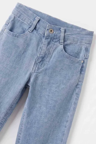 Mavi (6-12 Yaş)Paça Püsküllü Kız Çocuk Kot Pantolon 492858