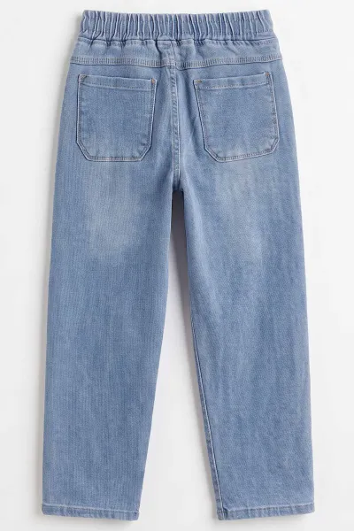 Mavi (6-15 Yaş)Beli Lastikli Baggy Jogger Erkek Çocuk Kot Pantolon 492872