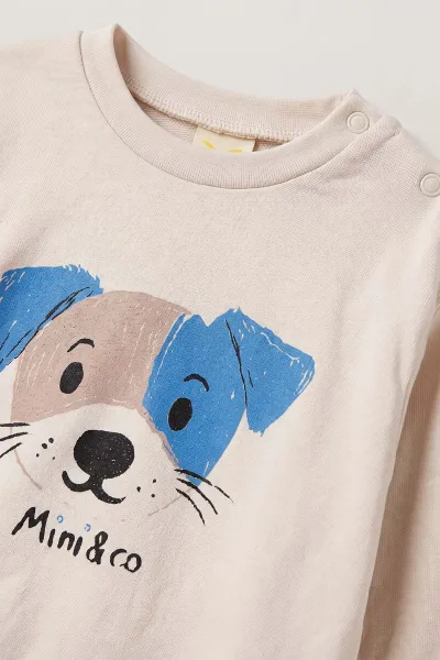 Mavi (6-18 Ay)Köpek Baskılı Çıtçıtlı Çimalı Erkek Bebek Takım 477640