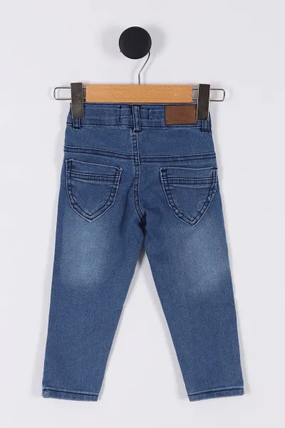Mavi (6-24 Ay) Kelebek Nakışlı Kız Bebek Kot Pantolon 264591