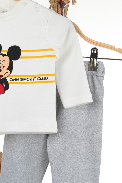 Mavi (6-24 Ay) Mickey Baskılı Üçlü Erkek Takım 143556
