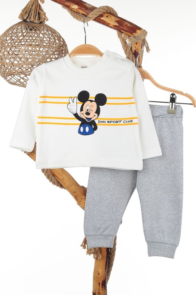 Mavi (6-24 Ay) Mickey Baskılı Üçlü Erkek Takım 143556