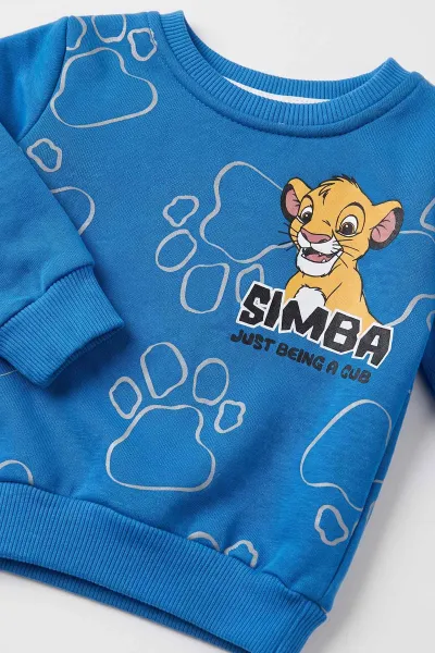 Mavi (6-24 Ay) Simba Baskılı 3 İp Şardonlu Erkek Bebek Kışlık Takım 497380