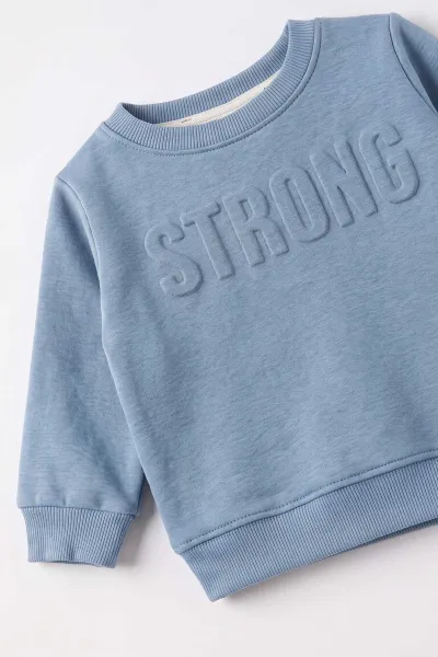 Mavi (6-24 Ay) Strong Kabartma Baskılı Alt Çimalı 3 İp Şardonlu Erkek Bebek Kışlık Takım 495686