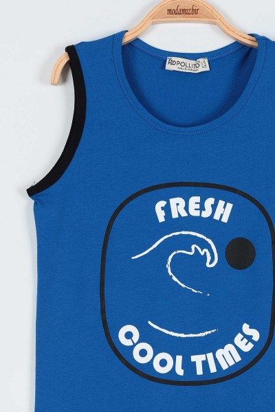 Mavi (6-9 Yaş) Fresh Cool Tımes Baskılı Şortlu Erkek Çocuk Takım 185974