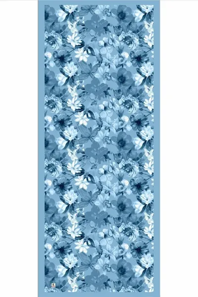 Mavi 70x180 Cm Dijital Baskılı Botanik Desen Soft Şal 482156