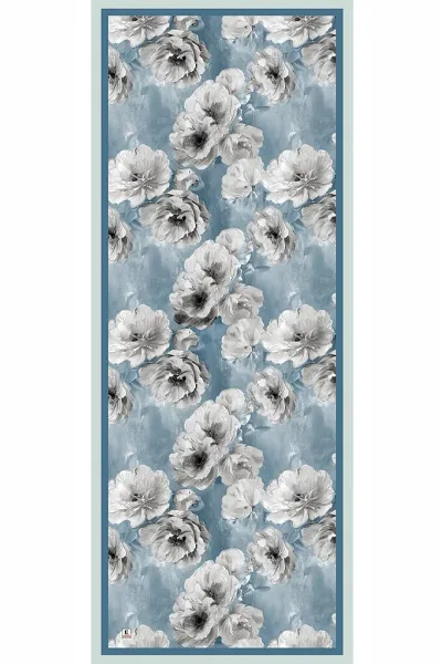 Mavi 70x180 Cm Dijital Baskılı Çiçek Desen Soft Şal 482110