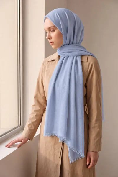 Mavi 70x180 Cm Mimoza Premium Jakarlı Pamuk Şal 494028