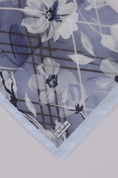 Mavi 75*180 Cm Çok Çiçek Baskılı Dijital Soft Tülbent Şal 469427