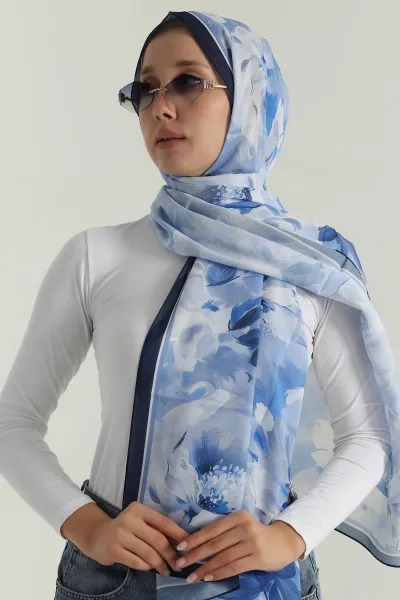 Mavi 75x180 Cm Our Fashion Dijital Baskılı Desenli Soft Şal 396818