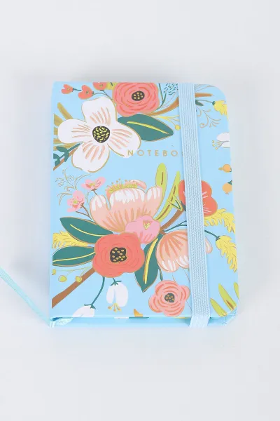 Mavi 7x10 Cm Desenli Lastikli Bloknot Defter-Notebook 392516