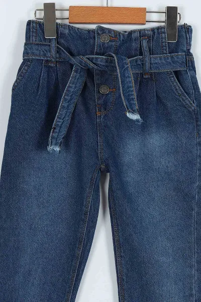Mavi (8-12 Yaş) Bel Lastikli Kız Çocuk Pantolon 232582