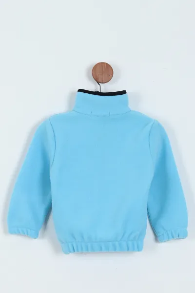 Mavi (8-12 Yaş) Bel Lastikli Yarım Fermuarlı Kız Çocuk Sweat 227246