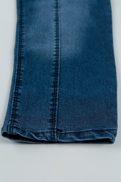 Mavi (8-12 Yaş) Cep Detay Bel Lastikli Kız Çocuk Kot Pantolon 94737
