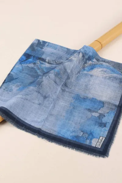 Mavi 90x90 Cm Dijital Baskılı Desenli Flam Çekme Eşarp 428661