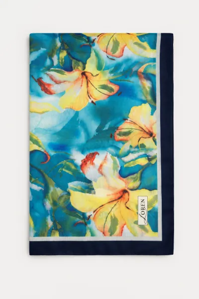Mavi 90x90 Cm Dijital Baskılı Liliana Desen Soft Eşarp 498485