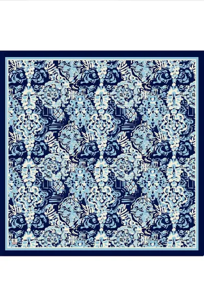 Mavi 95x95 Cm Dijital Baskılı Valencia Desen Soft Eşarp 473339