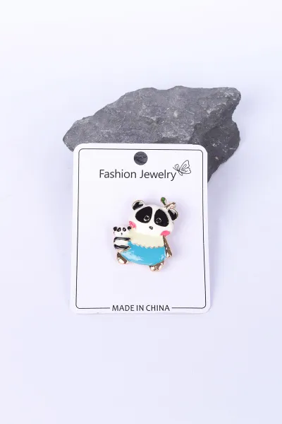 Mavi Anne Bebek Panda Figürlü  Broş 326464