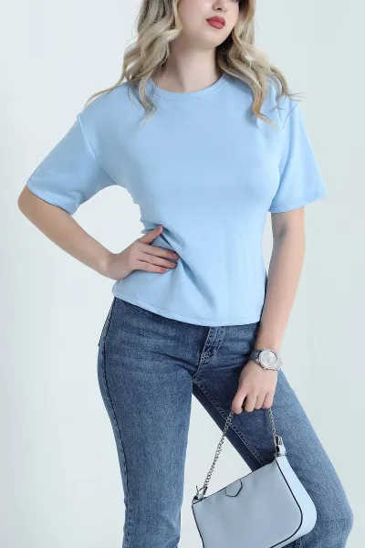 Mavi Arkası Bağcıklı Oysho Kadın Bluz 466896
