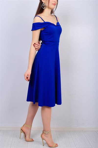 Mavi Askılı Yaka Detay Bayan Elbise 14599B