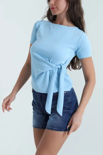 Mavi Bağlamalı Modal Kadın Bluz 469776