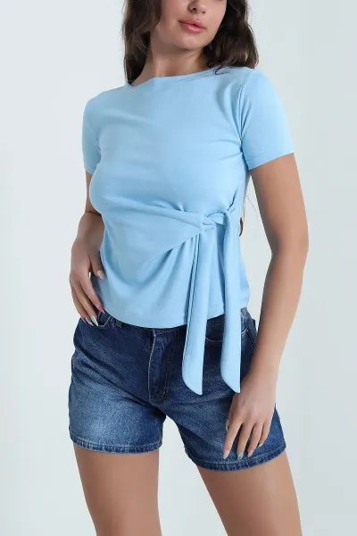 Mavi Bağlamalı Modal Kadın Bluz 469776