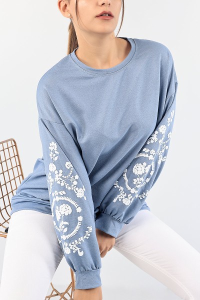 Mavi Baskı Detay Sweat Tunik 86862
