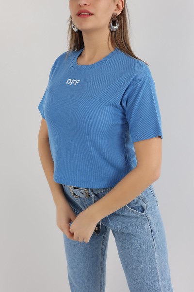 Mavi Baskılı Fitilli Bluz 164819