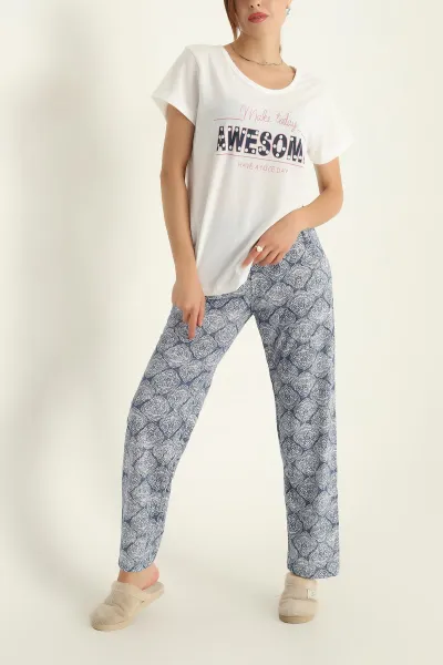 Mavi Baskılı Süprem Pijama Takımı 288923