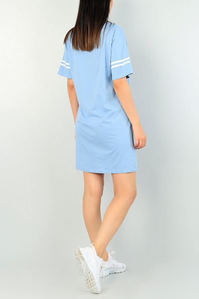 Mavi Baskılı Tasarım Elbise 69541