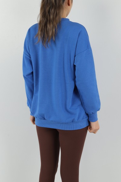 Mavi Baskılı Üç İp Bayan Sweat 149540
