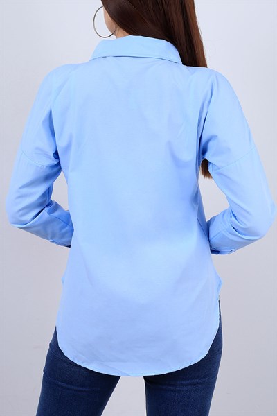 Mavi Bayan Fermuarlı Gömlek 12990B