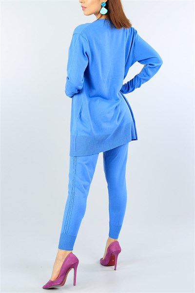 Mavi Bayan Tasarım Üçlü Triko Takım 39671