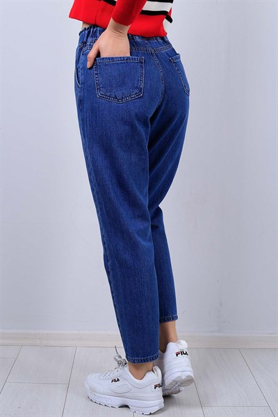 Mavi Bel Lastikli Bayan Mom Kot Pantolon  11654B