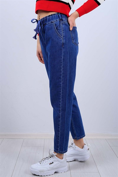 Mavi Bel Lastikli Bayan Mom Kot Pantolon  11654B