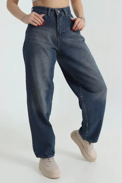 Mavi Bel Tokalı Baggy Kadın Kot Pantolon 416182
