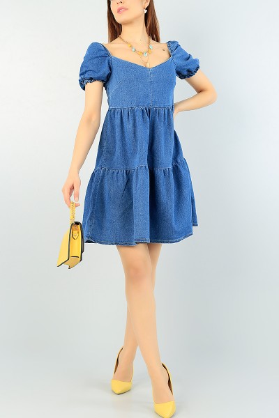 Mavi Beli Gipeli Kot Elbise 64338