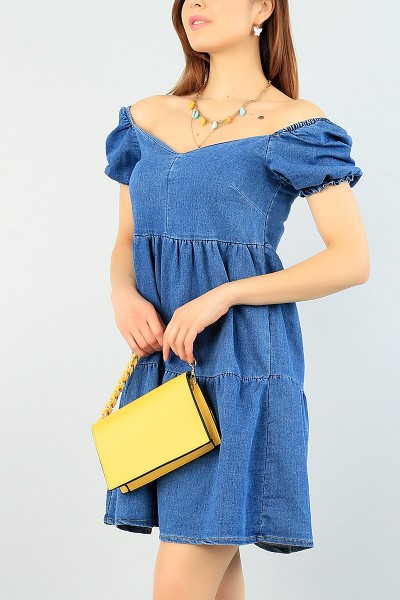 Mavi Beli Gipeli Kot Elbise 64338