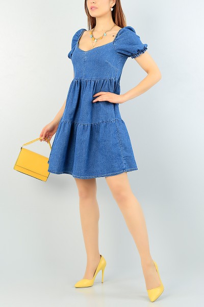 Mavi Beli Gipeli Kot Elbise 64338